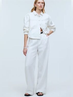 NWT | Madewell 100% Linen wide leg Pant | White